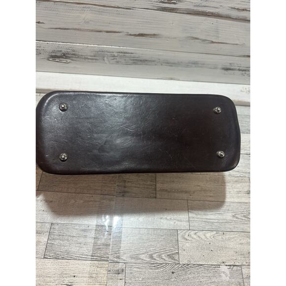 Brighton Two Tone Leather Shoulder Handbag Purse Black Brown floral interior - Picture 12 of 13